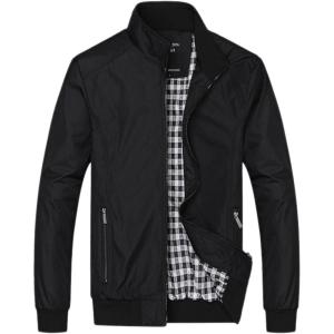 imagechouyatou Mens Active Lightweight Softshell Zipper Bomber Jacket Large Black