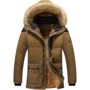 imagechouyatou Mens Winter Removable Hooded FrostFighter Sherpa Lined Midi Packable Parka JacketsDarkkhaki