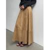 imagechouyatou Womens Elegant Ruffle Faux Suede Leather Skirt High Waisted A Line Fall Winter Maxi Long SkirtBrown