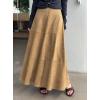 imagechouyatou Womens Elegant Ruffle Faux Suede Leather Skirt High Waisted A Line Fall Winter Maxi Long SkirtBrown