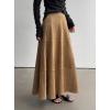 imagechouyatou Womens Elegant Ruffle Faux Suede Leather Skirt High Waisted A Line Fall Winter Maxi Long SkirtBrown