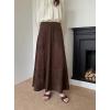 imagechouyatou Womens Elegant Ruffle Faux Suede Leather Skirt High Waisted A Line Fall Winter Maxi Long SkirtCoffee