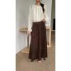 imagechouyatou Womens Elegant Ruffle Faux Suede Leather Skirt High Waisted A Line Fall Winter Maxi Long SkirtCoffee