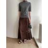 imagechouyatou Womens Elegant Ruffle Faux Suede Leather Skirt High Waisted A Line Fall Winter Maxi Long SkirtCoffee