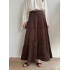 imagechouyatou Womens Elegant Ruffle Faux Suede Leather Skirt High Waisted A Line Fall Winter Maxi Long SkirtCoffee