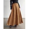 imagechouyatou Womens Elegant Ruffle Faux Suede Leather Skirt High Waisted A Line Fall Winter Maxi Long SkirtDark Brown