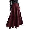 imagechouyatou Womens Elegant Ruffle Faux Suede Leather Skirt High Waisted A Line Fall Winter Maxi Long SkirtBurgundy