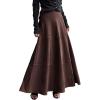 imagechouyatou Womens Elegant Ruffle Faux Suede Leather Skirt High Waisted A Line Fall Winter Maxi Long SkirtCoffee