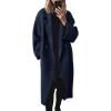 imagechouyatou Womens Winter Double Breasted Wool Coat Long Sleeve Notch Lapel Long Trench CoatNavy Blue