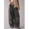 imagechouyatou Women Elastic Waist Camo Cargo Pants Wide Leg Jeans High Waisted Y2K Casual Denim Palazzo PantsArmy Green