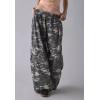 imagechouyatou Women Elastic Waist Camo Cargo Pants Wide Leg Jeans High Waisted Y2K Casual Denim Palazzo PantsGrey