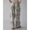 imagechouyatou Women Elastic Waist Camo Cargo Pants Wide Leg Jeans High Waisted Y2K Casual Denim Palazzo PantsKhaki