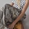 imagechouyatou Women Elastic Waist Camo Cargo Pants Wide Leg Jeans High Waisted Y2K Casual Denim Palazzo PantsKhaki