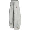 imagechouyatou Womens Cartoon Patchwork Barrel Leg Sweatpants Baggy Palazzo Wide Leg Pants Harem Loung PantsGrey