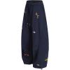 imagechouyatou Womens Cartoon Patchwork Barrel Leg Sweatpants Baggy Palazzo Wide Leg Pants Harem Loung PantsNavy Blue