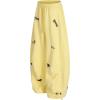 imagechouyatou Womens Cartoon Patchwork Barrel Leg Sweatpants Baggy Palazzo Wide Leg Pants Harem Loung PantsYellow