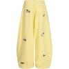 imagechouyatou Womens Cartoon Patchwork Barrel Leg Sweatpants Baggy Palazzo Wide Leg Pants Harem Loung PantsYellow