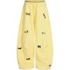 imagechouyatou Womens Cartoon Patchwork Barrel Leg Sweatpants Baggy Palazzo Wide Leg Pants Harem Loung PantsYellow