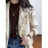 imagechouyatou Womens Retro Loose Fit Corduroy Blazer Jacket Notch Lapel Single Breasted Fall Dressy Work CoatBeige