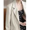 imagechouyatou Womens Retro Loose Fit Corduroy Blazer Jacket Notch Lapel Single Breasted Fall Dressy Work CoatBeige