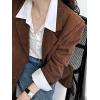 imagechouyatou Womens Retro Loose Fit Corduroy Blazer Jacket Notch Lapel Single Breasted Fall Dressy Work CoatBrown