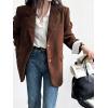imagechouyatou Womens Retro Loose Fit Corduroy Blazer Jacket Notch Lapel Single Breasted Fall Dressy Work CoatBrown