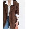imagechouyatou Womens Retro Loose Fit Corduroy Blazer Jacket Notch Lapel Single Breasted Fall Dressy Work CoatBrown