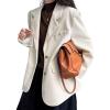 imagechouyatou Womens Retro Loose Fit Corduroy Blazer Jacket Notch Lapel Single Breasted Fall Dressy Work CoatBeige