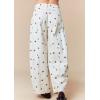 imagechouyatou Womens 2025 Polka Dot Pattern Barrel Jeans Boyfriend Y2K Casual Wide Leg Mid Rise Denim PantsWhite