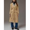 imagechouyatou Womens Business Casual Double Breasted Wool Coat Belted Lapel Collar Midi Long Winter Trench CoatCamel