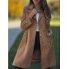 imagechouyatou Womens Casual Single Breasted Wool Coat Notched Lapel Wool Blend Trench Pea Coat with PocketsBrown