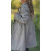 imagechouyatou Womens Casual Single Breasted Wool Coat Notched Lapel Wool Blend Trench Pea Coat with PocketsGray