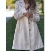 imagechouyatou Womens Casual Single Breasted Wool Coat Notched Lapel Wool Blend Trench Pea Coat with PocketsOffwhite