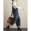 imagechouyatou Womens Distressed Wide Leg Casual Denim Bib Overalls Jeans Baggy Boyfriend Denim Overalls PantsDark Blue