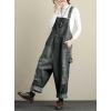 imagechouyatou Womens Distressed Wide Leg Casual Denim Bib Overalls Jeans Baggy Boyfriend Denim Overalls PantsGrey