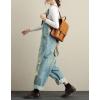 imagechouyatou Womens Distressed Wide Leg Casual Denim Bib Overalls Jeans Baggy Boyfriend Denim Overalls PantsLight Blue