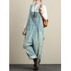 imagechouyatou Womens Distressed Wide Leg Casual Denim Bib Overalls Jeans Baggy Boyfriend Denim Overalls PantsLight Blue