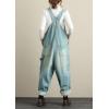 imagechouyatou Womens Distressed Wide Leg Casual Denim Bib Overalls Jeans Baggy Boyfriend Denim Overalls PantsLight Blue