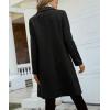 imagechouyatou Womens Double Breasted Wool Coat Business Casual Mid Long Trench Pea Coat Notched Lapel Blazer JacketBlack