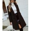 imagechouyatou Womens Double Breasted Wool Coat Business Casual Mid Long Trench Pea Coat Notched Lapel Blazer JacketCoffee