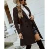 imagechouyatou Womens Double Breasted Wool Coat Business Casual Mid Long Trench Pea Coat Notched Lapel Blazer JacketCoffee