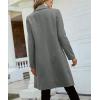 imagechouyatou Womens Double Breasted Wool Coat Business Casual Mid Long Trench Pea Coat Notched Lapel Blazer JacketGray