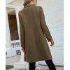 imagechouyatou Womens Double Breasted Wool Coat Business Casual Mid Long Trench Pea Coat Notched Lapel Blazer JacketGreen