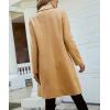 imagechouyatou Womens Double Breasted Wool Coat Business Casual Mid Long Trench Pea Coat Notched Lapel Blazer JacketKhaki