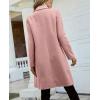 imagechouyatou Womens Double Breasted Wool Coat Business Casual Mid Long Trench Pea Coat Notched Lapel Blazer JacketPink