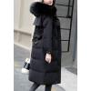 imagechouyatou Womens Elegant Back Flap MidLong Hooded Winter Alternative Down Coat Small Black