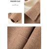 imagechouyatou Womens Elegant Houndstooth Plaid Cropped Wool Coat Casual Single Breasted Blazer Pea Coat with PocketsBrown