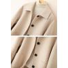imagechouyatou Womens Elegant Houndstooth Plaid Cropped Wool Coat Casual Single Breasted Blazer Pea Coat with PocketsKhaki