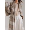 imagechouyatou Womens Elegant Plaid Wool Long Pea Coat Double Breasted Lapel Blazer Trench Coat Overcoat with PocketsKhaki