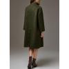 imagechouyatou Womens Fall Winter Elegant Wool Coat Button Down Business Casual Midi Long Pea Coat with PocketsMoss Green